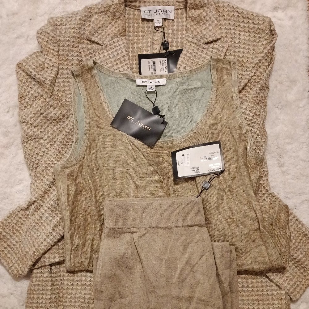 St John Wool Blazer Top Pants Set